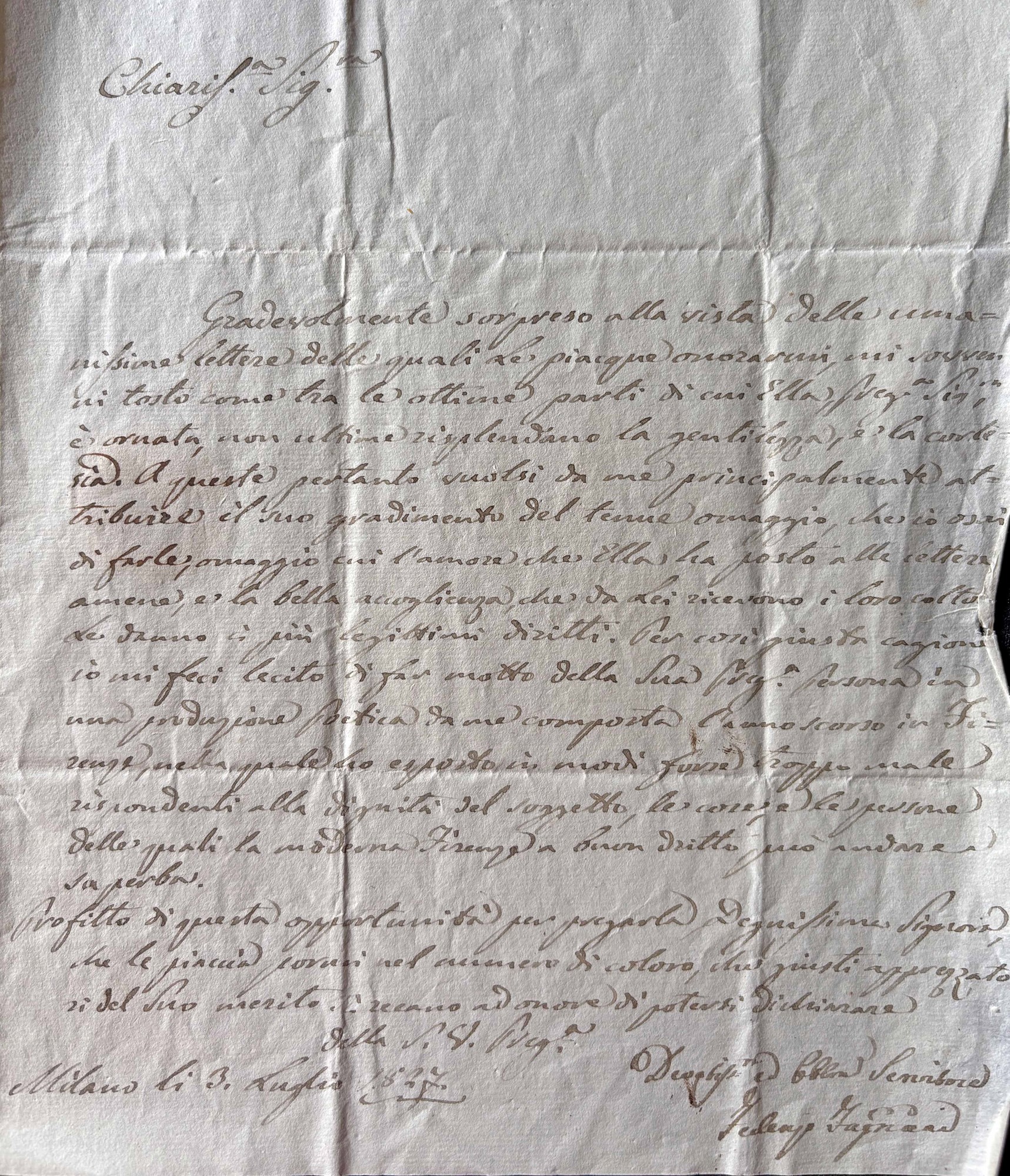 Federico Fagnani sua lettera